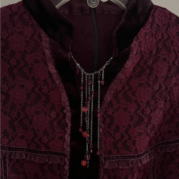 Women's Plum/burgundy Purple Lace Blouse - Picture 3 of 10